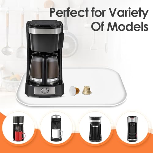 Silicone Coffee Maker Mat with Lip for Countertops (White / 17.4'' x 10.6'')