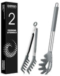 Silicone Spaghetti Spoon and Pasta Tong (Gray)