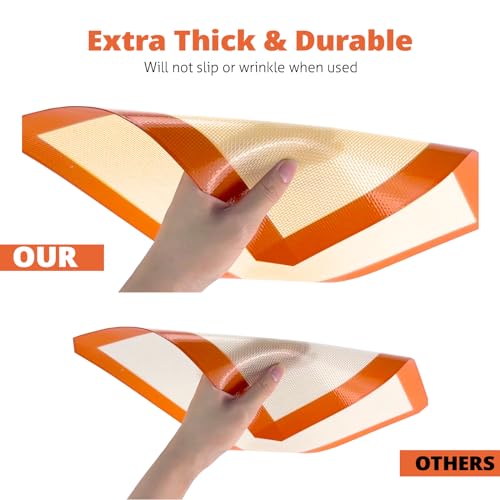 Silicone Baking Mat Set of 3 (Orange / 3 Pieces (2 Half and 1 Quarter Sheets))