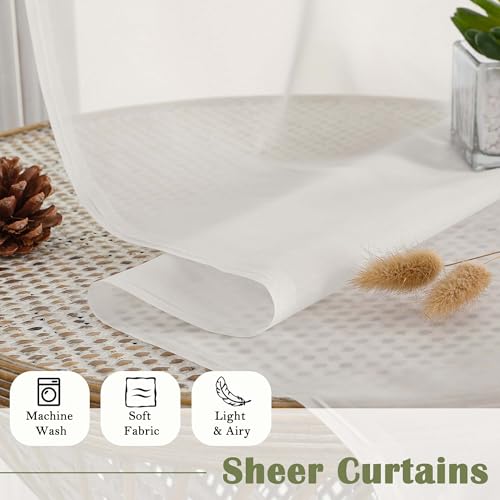 Ivory Sheer Curtains 90 Inches Long 2 Panels (Ivory / 59"W x 90"L (Pack of 2))