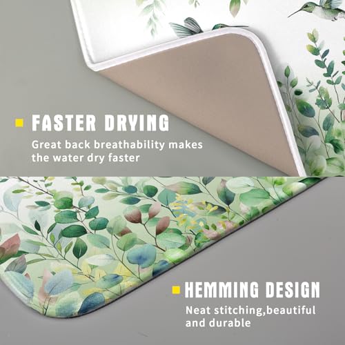Hummingbird Dish Drying Mat for Kitchen Countertop (18" x 16")
