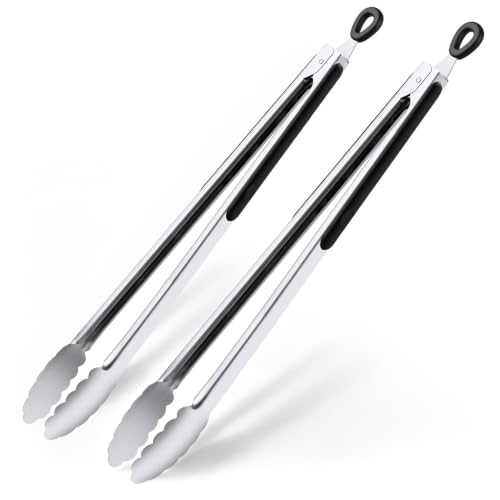 Grill Tongs 17 Inch Extra Long Stainless Steel BBQ Tongs (17", 2PCS)