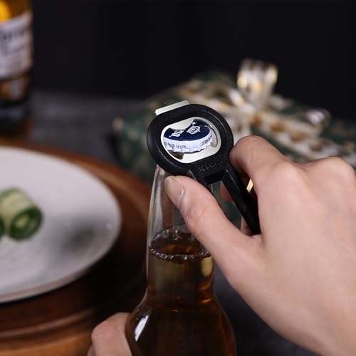 Magnetic Bottle Opener Pop Can Opener for Refrigerator (Black-1 Pack)
