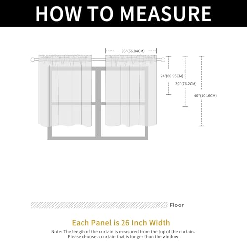 Basic Rod Pocket Sheer Voile Window Curtain Panels Foliage Green 1 Pair 2 Panels 26 Width 40 Inch Long for Kitchen Bedroom Children Living Room Yard（Foliage Green (Foliage Green / 26"W x 40"L (Pack of 2))