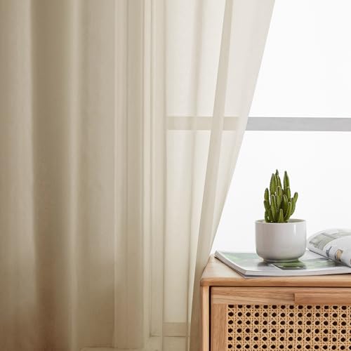 Taupe Sheer Curtains 84 Inches Long 2 Panels (Taupe / 42"W x 84"L (Pack of 2))