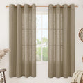 68 Inch Length Semi Sheer Linen Curtains for Bedroom 2 Panels (52"W x 68"L (Pack of 2) / Taupe)
