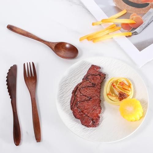6 Pcs Wooden Utensils for Eating