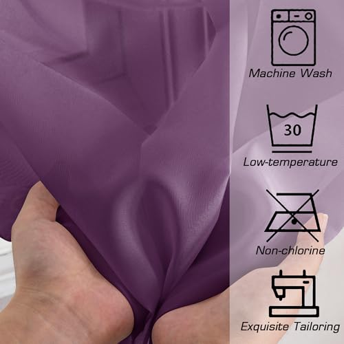 Sheer Curtains 72 Inches Long 2 Panels Set (Plum / 42"W x 72"L (Pack of 2))
