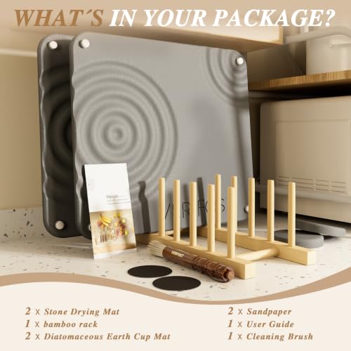 Nested Dish Drying Mat with Bamboo Rack for Dishes (Bamboo Rack Midnight Gray)