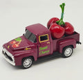 Cherry Decor 4.9″Sweet Cherry Mini Vintage Metal Truck with 3 Fake Cherries for Themed Party Decorations (Cherry-burgundy)