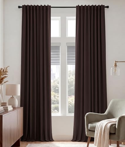102 inch Long Curtains 2 Panels Set for Living Room Bedroom (Brown / 52"W x 102"L (Pack of 2))