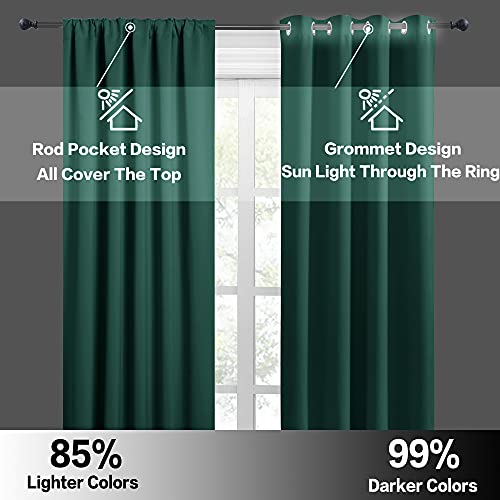 Short Hunter Green Blackout Curtains for Small Bedroom Window Cafe (Hunter Green / 42"W x 36"L (Pack of 2))