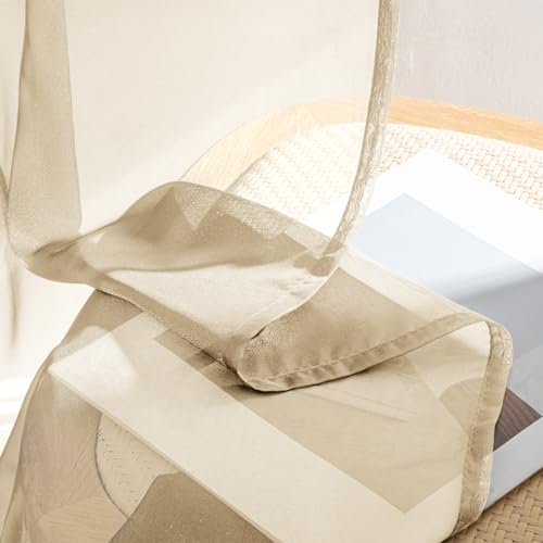 Cream Sheer Curtains 90 Inches Long 4 Panels 42 x 90 Inches (42"W x 90"L (Pack of 4) / Cream)