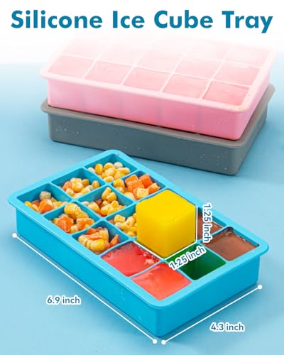 Silicone Ice Cube Trays for Freezer Set of 2 (Gray)