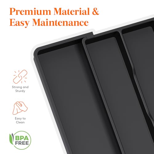 Utensil Organizer for Kitchen Drawers (Black / Medium(11-18''W x 14''D))