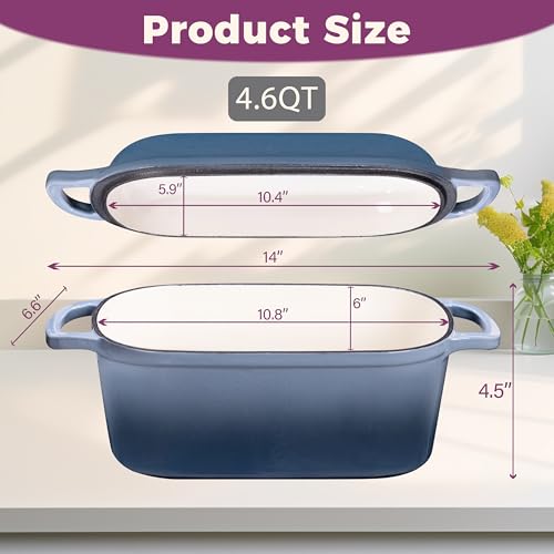 4.6 Quart Oval Dutch Oven for Bread Baking (Seasalt)