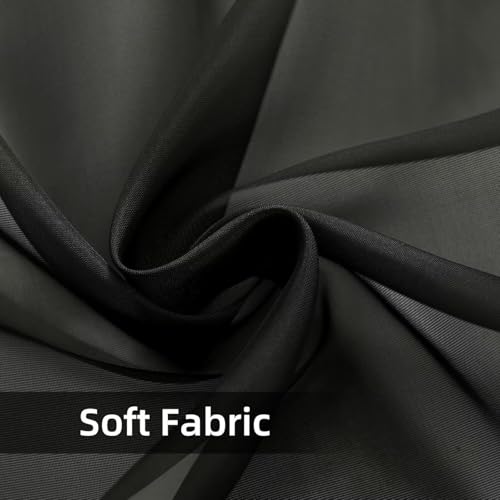 Solid Sheer Rod Pocket Curtain Voile Draperies 2 Panels White Beige Black Ivory Coffee 22 Inch Width 50 Inch Long 1 Pair for Kitchen Bedroom Children Living Room Yard (Black / 22"W x 50"L (Pack of 2))