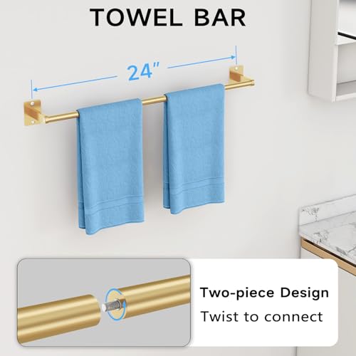 Bathroom Accessories Set (Gold / 24 inch (4 Piece))