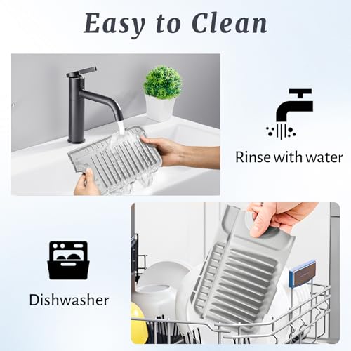 24 Inch Faucet Mat for Kitchen Sink Splash Guard (Light Grey / 23.6" x 5.5")