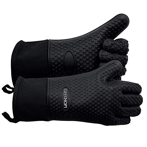 BBQ Gloves Heat Resistant (Black / Large)
