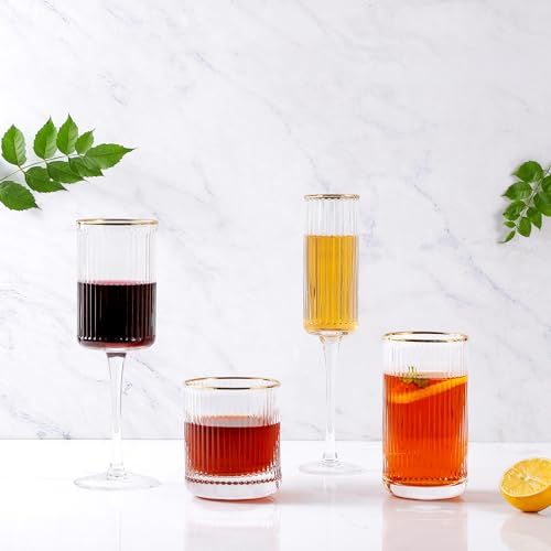 Fluted Bar Glassware Set of 4