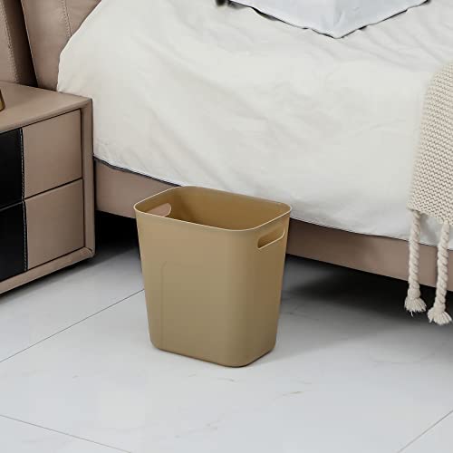 Plastic Small Trash Can Wastebasket (Khaki / 3.5 Gallon)