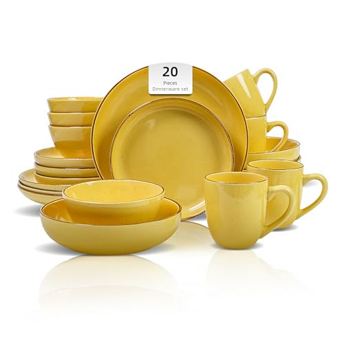 HomeVSS 20 Piece Dinnerware Set (Service for 4 - 20pc Set / Yellow)