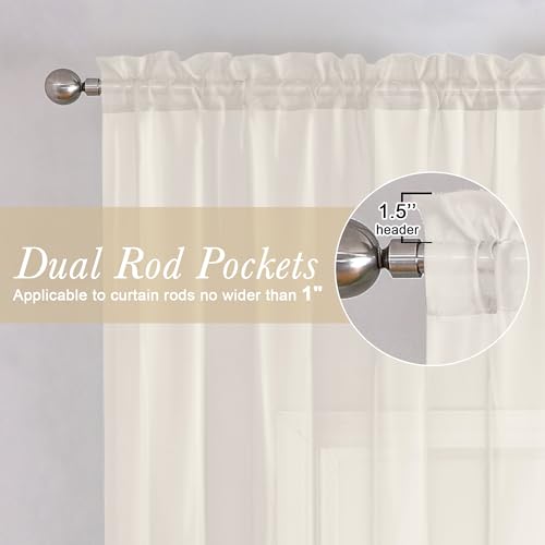 Ivory Sheer Curtains 78 Inches Long 2 Panels (Ivory / 42"W x 78"L (Pack of 2))