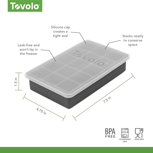 Silicone Ice Cube Tray with Lid for Freezer Charcoal Gray