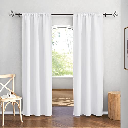 Curtains for Bedroom Living Room Dining Room Office 84 inches Long (Pure White / 42"W x 84"L (Pack of 2))
