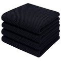 100% Cotton Waffle Weave Kitchen Dish Towels 4 (Black / 13 X 28 - 4 Pack)