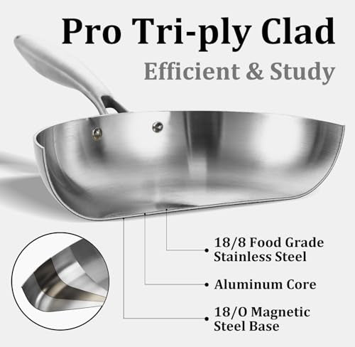8'' Tri Ply Stainless Steel Pan with Lid