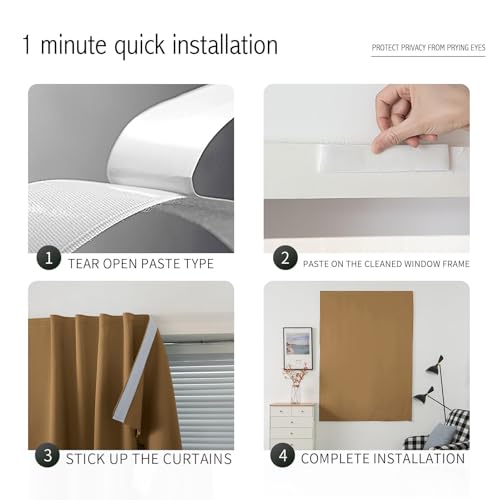 Self Adhesive Curtains (35"W x 71"L (Pack of 1) / Brown)