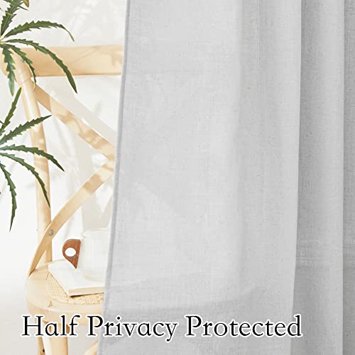 Light Filtering Linen Sheer Curtains 72 inch Long for Farmhouse (Dove Grey / 52"W x 72"L (Pack of 2))