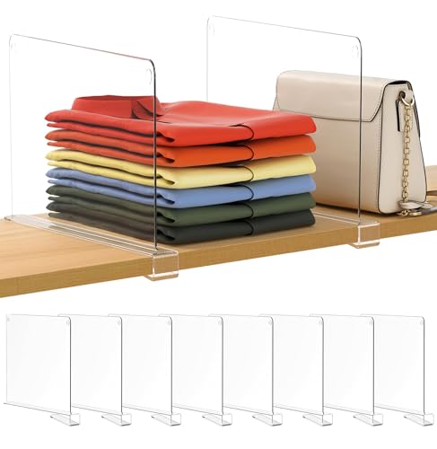 8 Pack 12 Inches [Extra Tall Version] Clear Shelf Dividers for Organization (Clear (12 Inches, Extra Tall Version) / 8 Pcs)