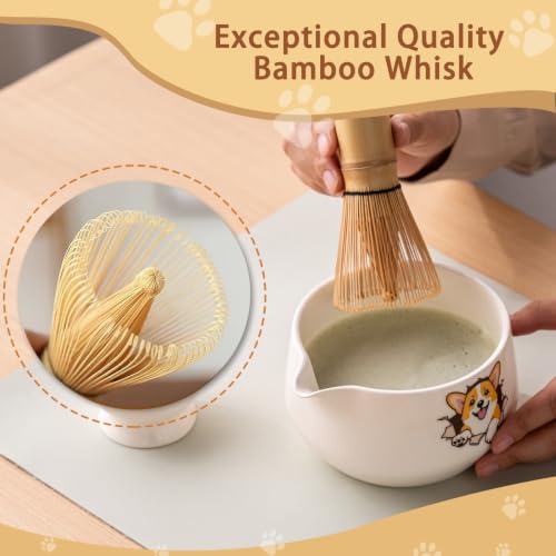 Matcha Set with Dog Pattern (Cream)