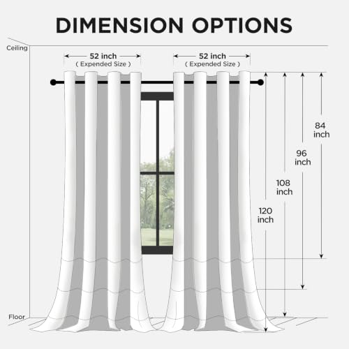 Blackout Curtains 108 Inch Long 2 Panels Set (Black / 52"W x 108"L (Pack of 2))