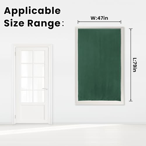 Blackout Curtains for Bedroom Stick On Curtains Window Shades Pull Down Blackout Window Cover No Drillng Self Adhesive Curtains No Rod Small Curtain 47" W X 79" L (47"W x 79"L (Pack of 1) / Dark Green)