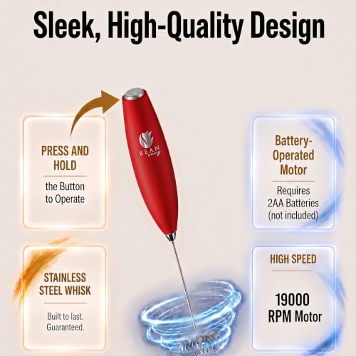Milk Frother Handheld (Red / Classic)