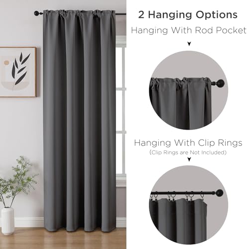 Light Grey Blackout Curtains 96 inch Length 2 Panels Set (Light Grey / 52"W x 96"L (Pack of 2))