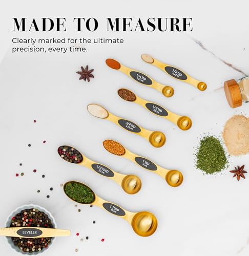 Magnetic Measuring Spoons Set (Classic / Black & Brass Gold)