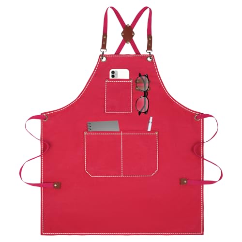 Aprons For Women Men With Large Pockets (Light Pink)