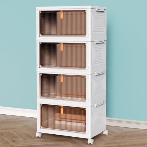 4 Tier Plastic Storage Bins with Lid 23QT (White / 23Qt 4-Tier)