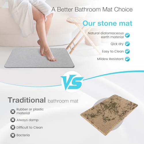 Premium Quick Dry Diatomite Stone Bath Mat (Light Grey / 23.6" x 15.4" (Rectangular))