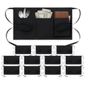 3 Pockets Waitress Apron 12 Pack Cotton Server Apron Black Half Aprons for Men & Women Waterproof and Oil Proof (E-12 Pack Black)