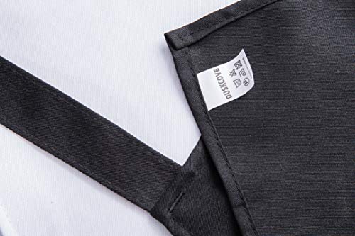 12 Pack Plain Bib Aprons with 2 Pockets (White)