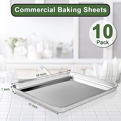 Baking Sheet Tray Set of 10 (16x12x1 Inch)