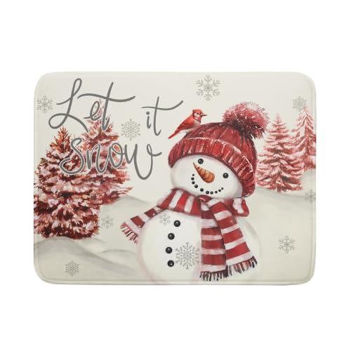 Winter Red Snowman Microfiber Dish Drying Mat 18"x24" Large (24" x 18")