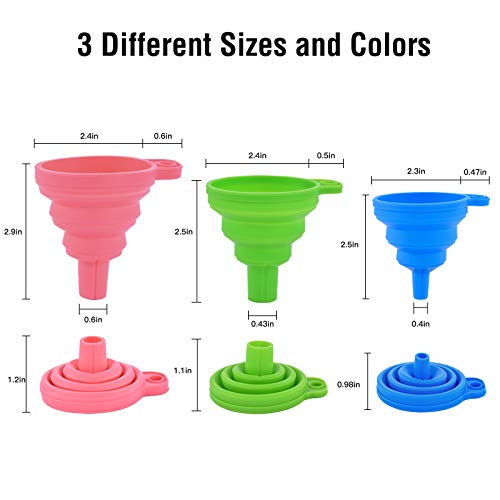 Kitchen Silicone Collapsible Funnel Set of 3