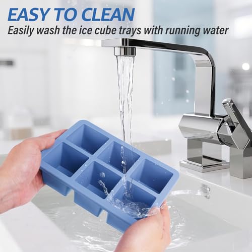Large Silicone Ice Cube Trays with Lids (Purple+White+Blue)